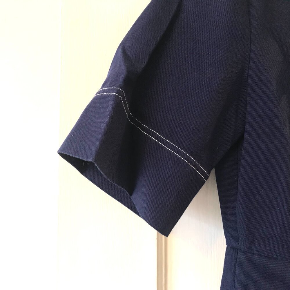& Other Stories | Navy Cotton Lace-Up Dress 6 - Picture 3 of 9
